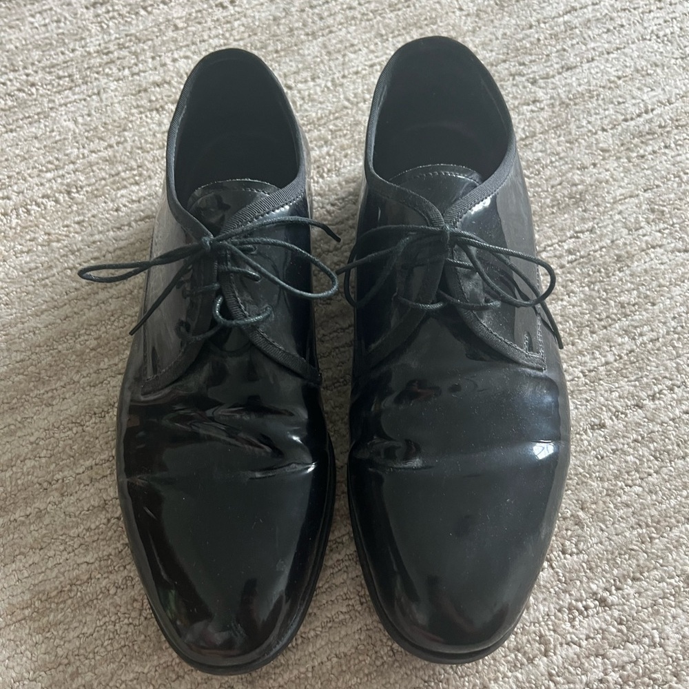 Pronto Uomo Black Oxford Shoes Polished Leather Formal